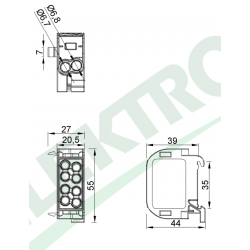 Svorkovnice rozbočovací HLS 100A-2 (1x25,1x16 / 1x25,1x16) - černá