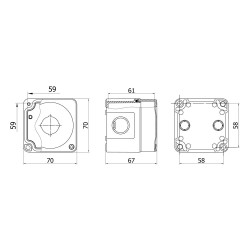 Kryt pro ovladač plastový 70x70x67mm, 1x23mm, IP67, žlutý